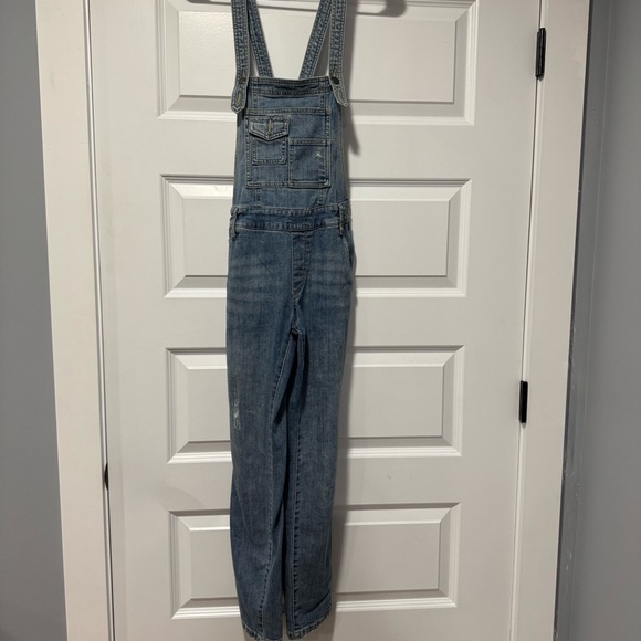 Free People Classic Light Blue Denim Overalls - Picture 2 of 15